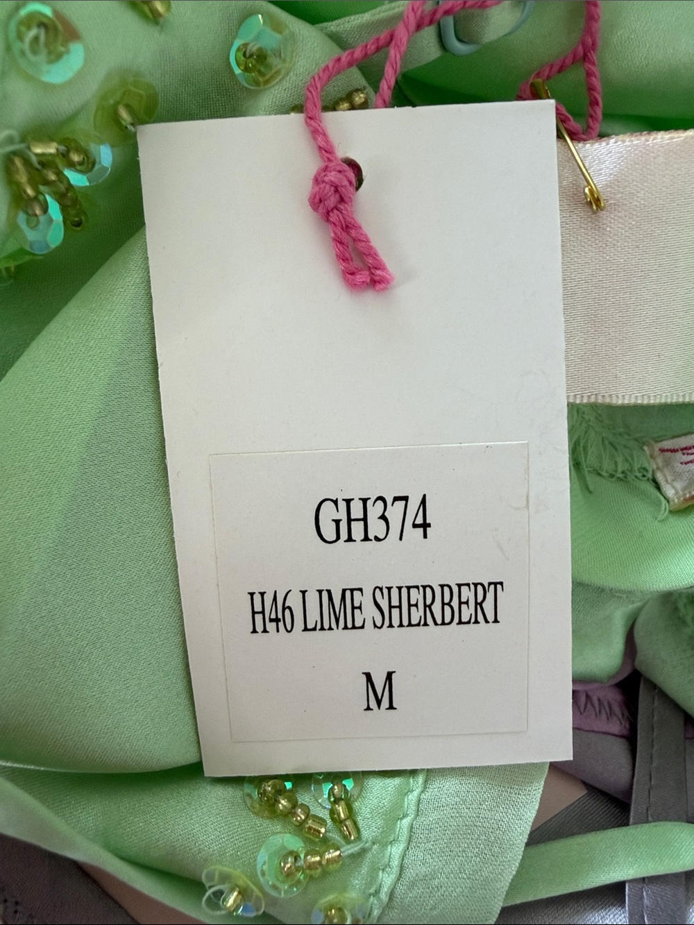 Gold Hawk Lime Sherbet Silk Beaded Cami Tank Top Medium NWT Y2K Green - Picture 3 of 4